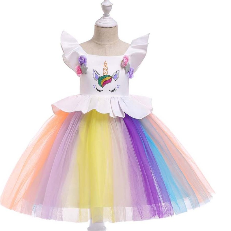 Baige Unicorn Kids Abbigliamentonuovo design BAMBINA Abiti carini Abito per esibizione L5090