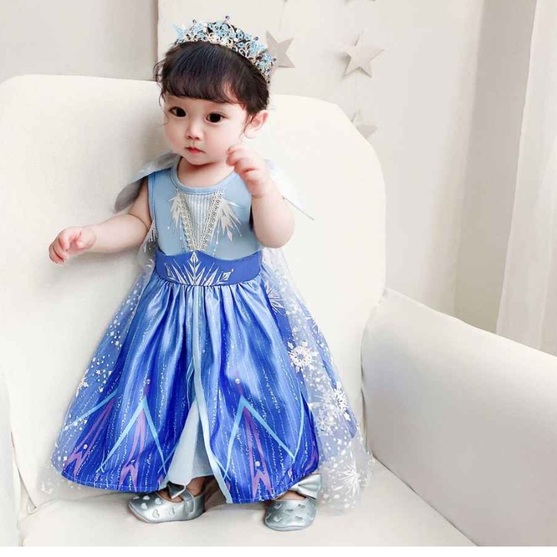 BAIGE Nuovo design Principessa Elsa Anna Role Play Dress Little Girl Cosplay Costumi Abito di compleanno della festa di Natale BX1730