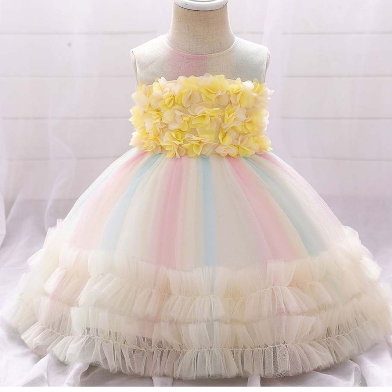 Baige Kids Cotton Dress Flower Girls Dresses Girl Gown Abito da festa 0-5 anni