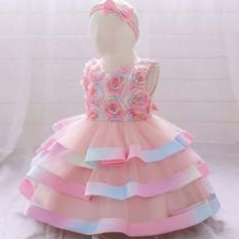 Baige Wholesale Kids Party Wear Abite perneonati TutU Design Baby Girl Cake Flower Layered Birthded Birthing