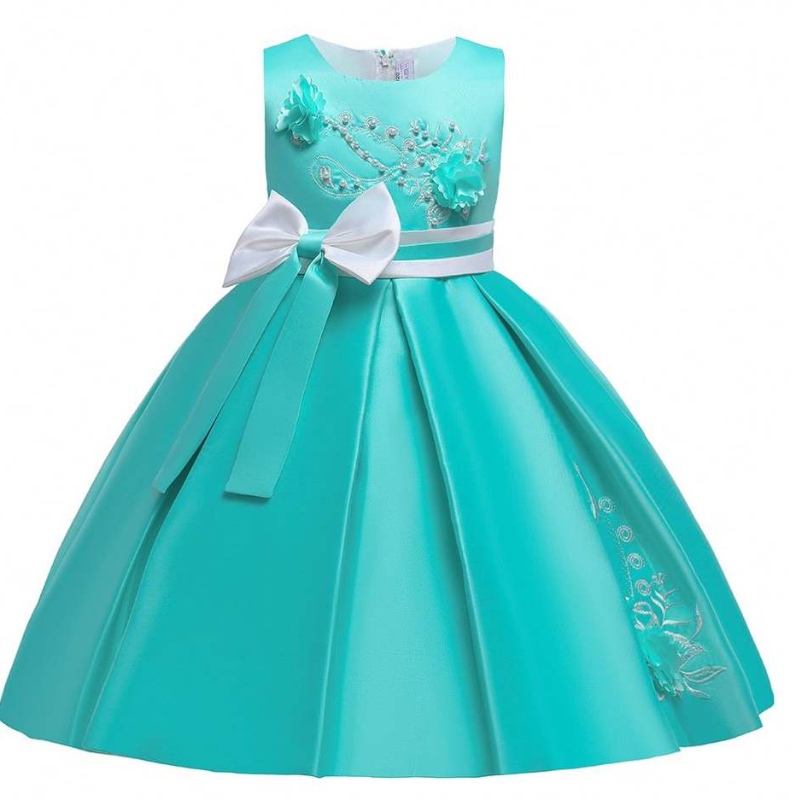 Baige Nuovo design Flower Girls Ramitidery Dress Drow Kids Wedding Ball Abito da ballo da ballo