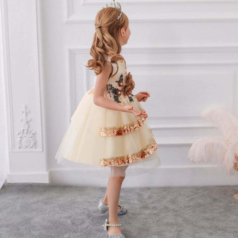 Baige Children Fancy Dress Girls Girls Dresses India&Pakistan Abbigliamento ragazze \\ 'paillettes di fiori L5148