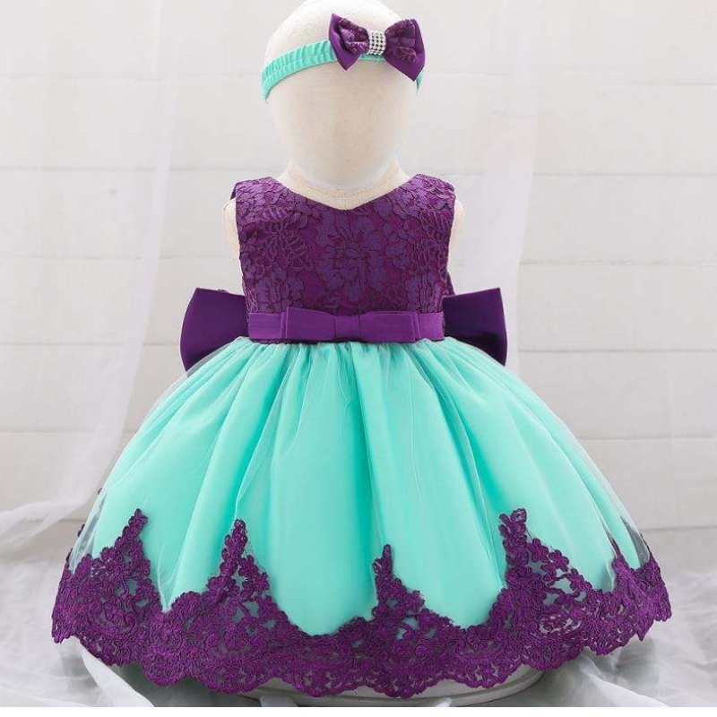 Baige Flower Girl Dress Abito da principessa con filo rosso in pizzo in pizzo indossa abiti da compleanno per bambini