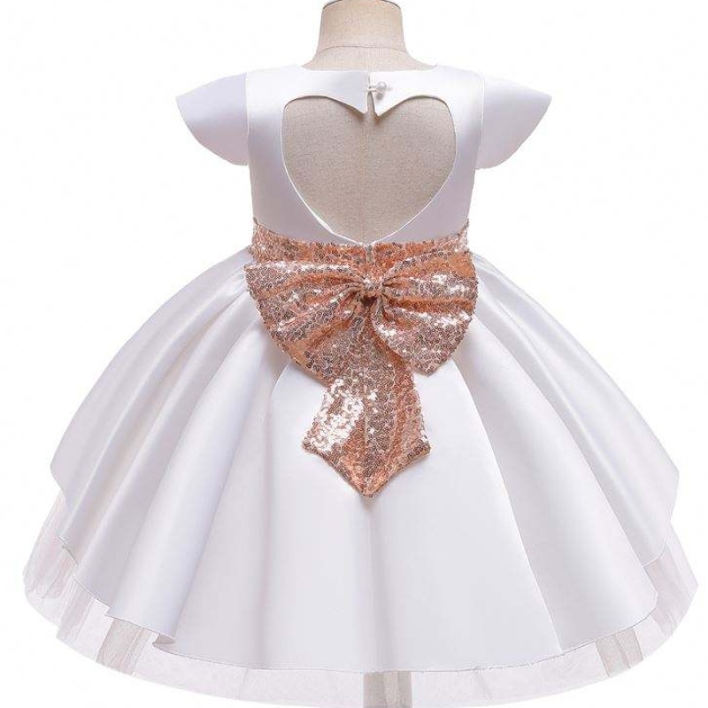 Baige Factory Wholesale White Battesm Girls Kids Wead Birthday Birthday Children Abito da festa con fiocco