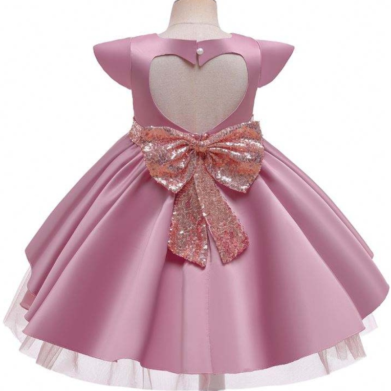 Baige Factory Wholesale White Battesm Girls Kids Wead Birthday Birthday Children Abito da festa con fiocco