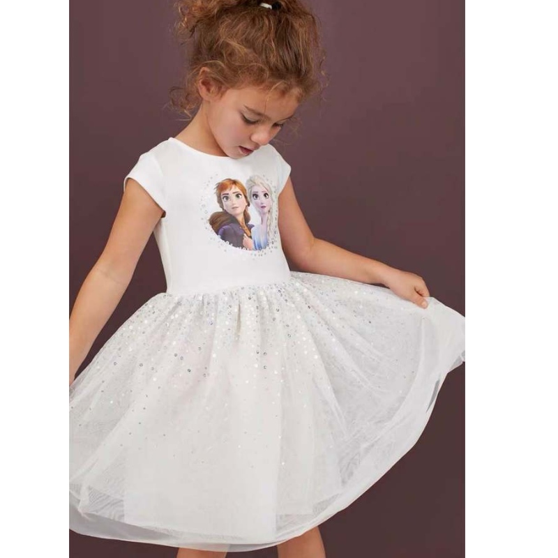 2020 Prezzo a buon mercato Summer Kids Girls Abito in paillette di cotone Principessa Elsa BX1703