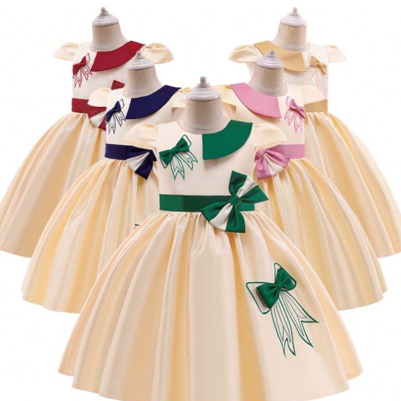 Baige Ultimi disegni Birthday Flower Party Bambini vestiti matrimoniale Princess Little Kids Girls Dress