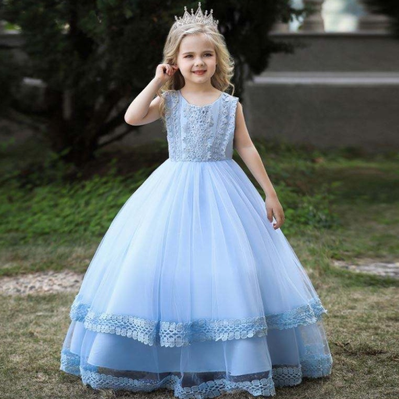 Baige White Kid Dress Long Dress Princess Pageant Ball Gowns Fedding Flower Flower Girls Dresses