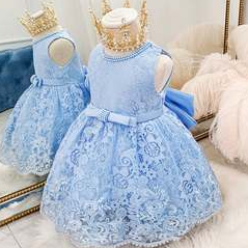 Baige Kids Party Dresses Baby Girl Abito Bambini Abiti di Flower Girls Dress