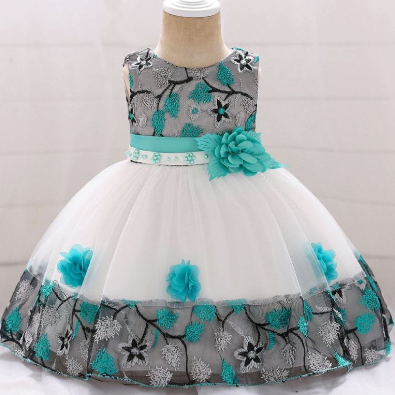 Baige in stock Fashion Design 24 mesi Bambini Flower Summer Baby Princess Abito per bambini L5045XZ