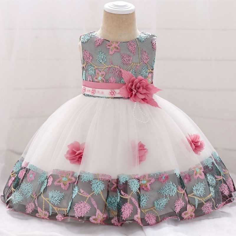 Baige in stock Fashion Design 24 mesi Bambini Flower Summer Baby Princess Abito per bambini L5045XZ