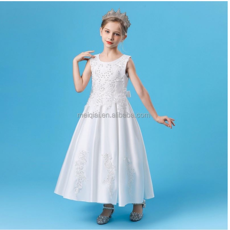 Baige New Arrival Flower Children Abito da sposa da sposa eleganti abiti da ragazza senza maniche perline 2055