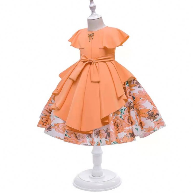 In stock baby perline da ragazza raso vestito per bambini abiti abiti da design per bambini cny capi 21022