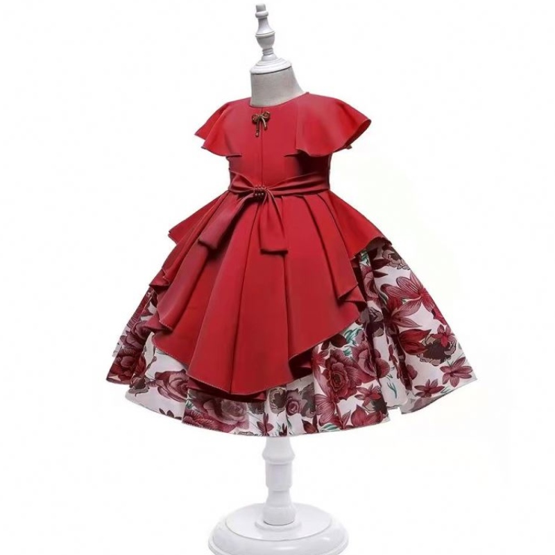 In stock baby perline da ragazza raso vestito per bambini abiti abiti da design per bambini cny capi 21022