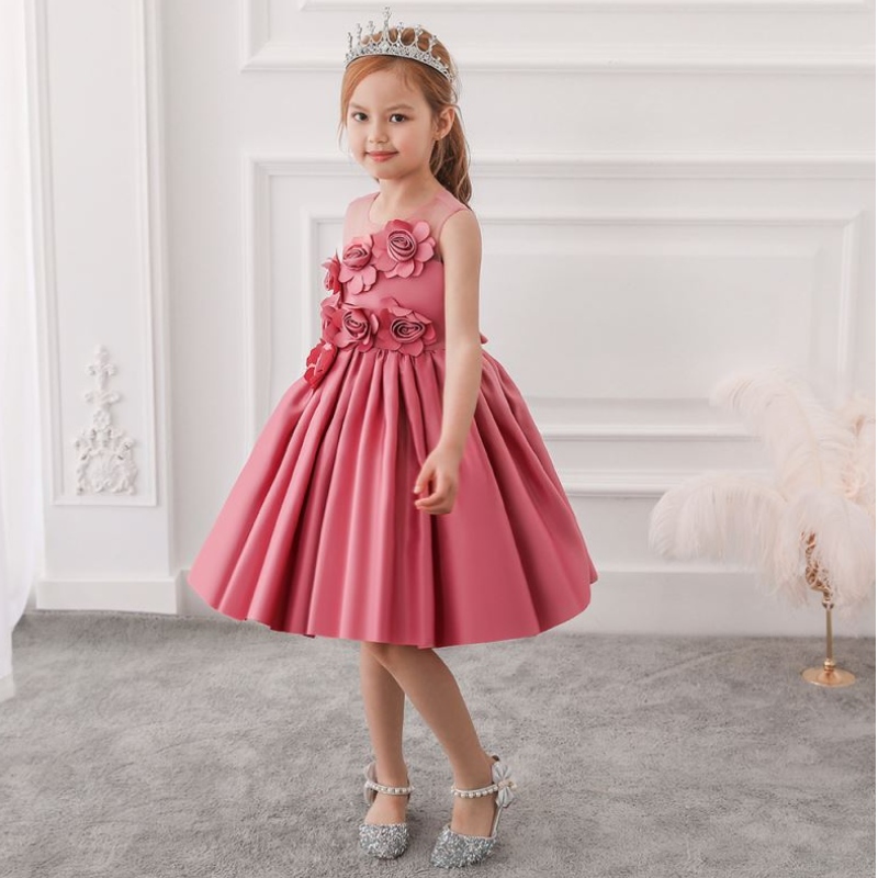 Baige Wholesale 3-8 anni Abito da bambina Flora Kids Dress Fancy Children Cesto L5068