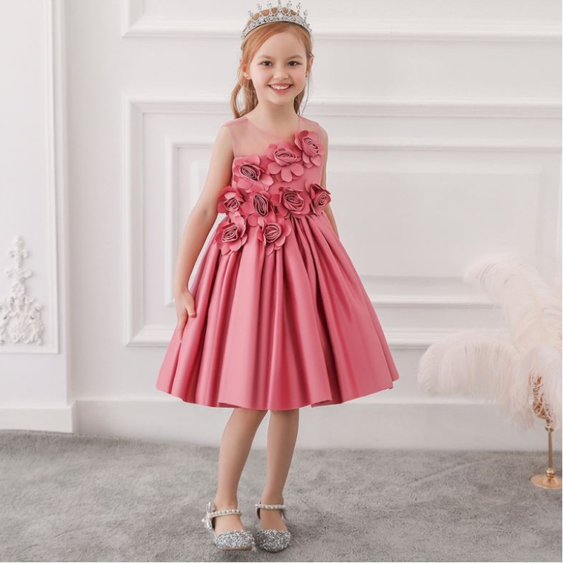 Baige Wholesale 3-8 anni Abito da bambina Flora Kids Dress Fancy Children Cesto L5068