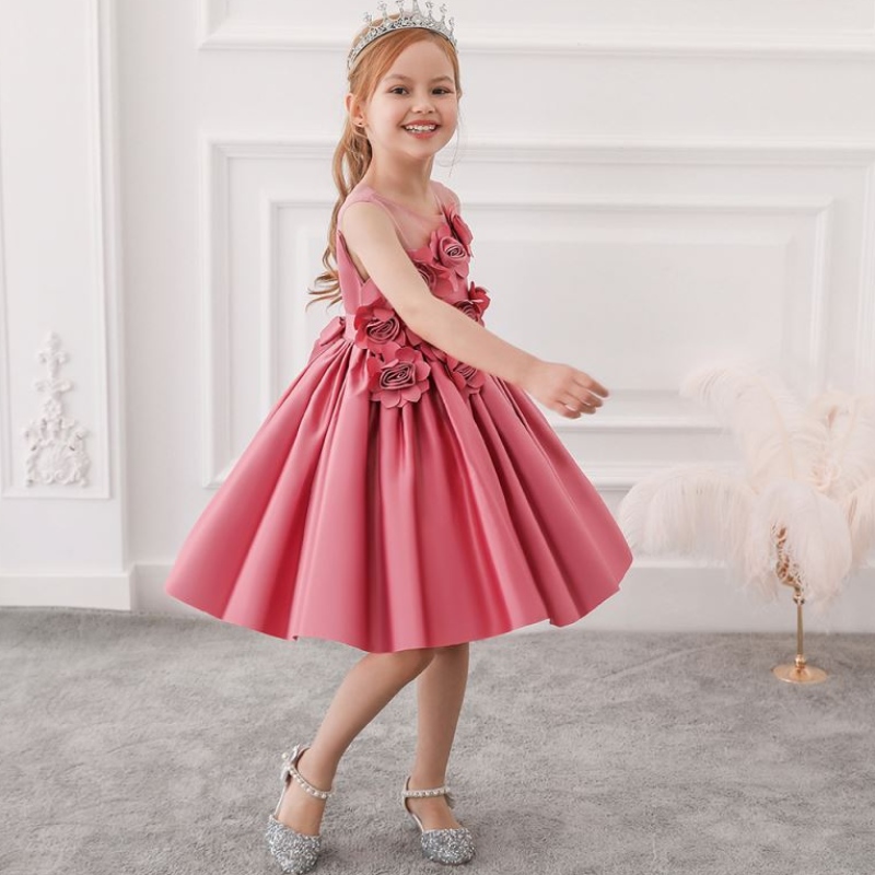 Baige Wholesale 3-8 anni Abito da bambina Flora Kids Dress Fancy Children Cesto L5068