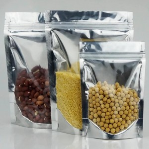 Sacchetti di custodia in alluminio, anteriore trasparente con chiusura a zip ricostruibile in alluminio e sigillabile per la conservazione degli alimenti per la conservazione degli alimenti