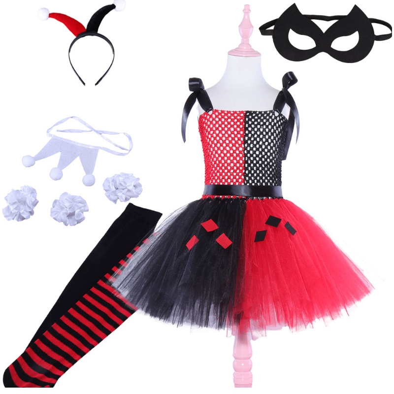 Abito da ragazza Cosplay Alice Queen of Hearts Dress per ragazze bambini Bambini di Halloween Costo da festa per 2-12 anni