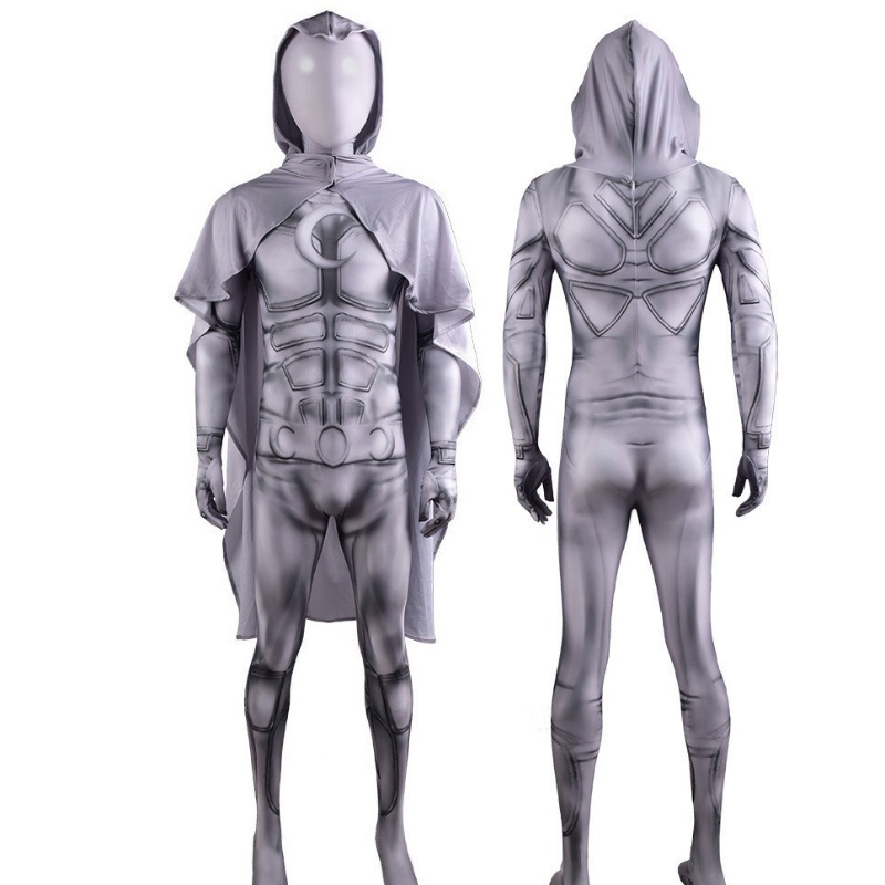 Costume da cavaliere di luna da supereroe Marc Spector Movie Cosplay Bodysuit da salto di Halloween per bambini e uomini