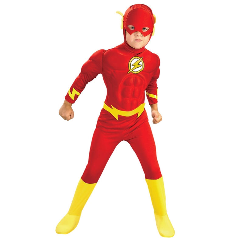 Boy the Flash Muscle Superhero Fancy Dress Kids Fantasy Comics Movie Carnival Party Halloween Cosplay Costumi