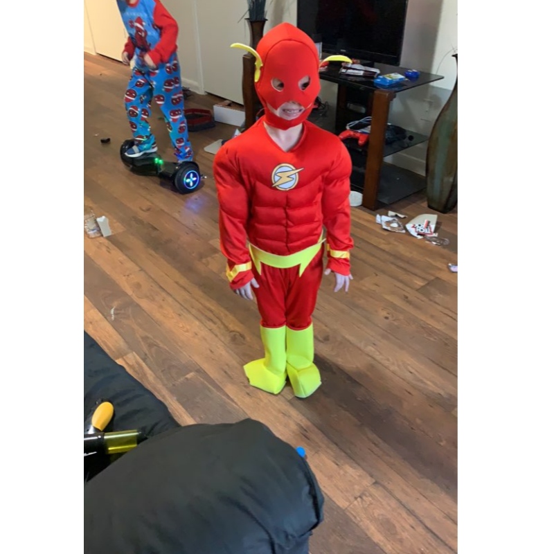 Boy the Flash Muscle Superhero Fancy Dress Kids Fantasy Comics Movie Carnival Party Halloween Cosplay Costumi