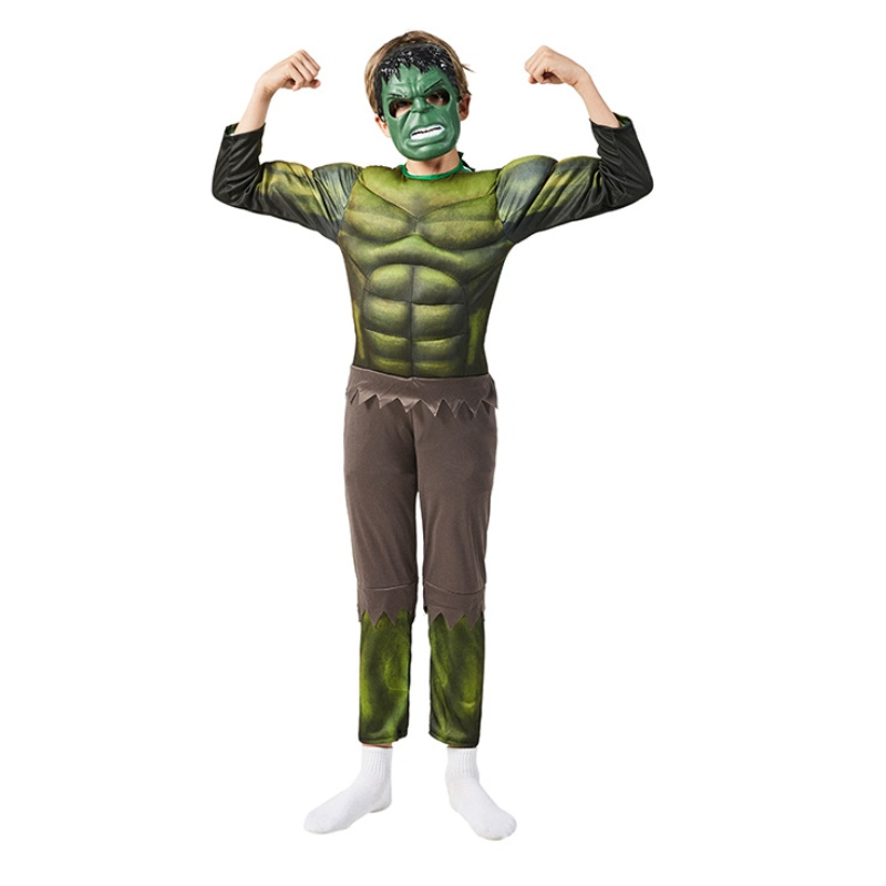 Costumi Green Hulking con maschera costume muscolare supereroe costume di Halloween per bambini regalo per bambini