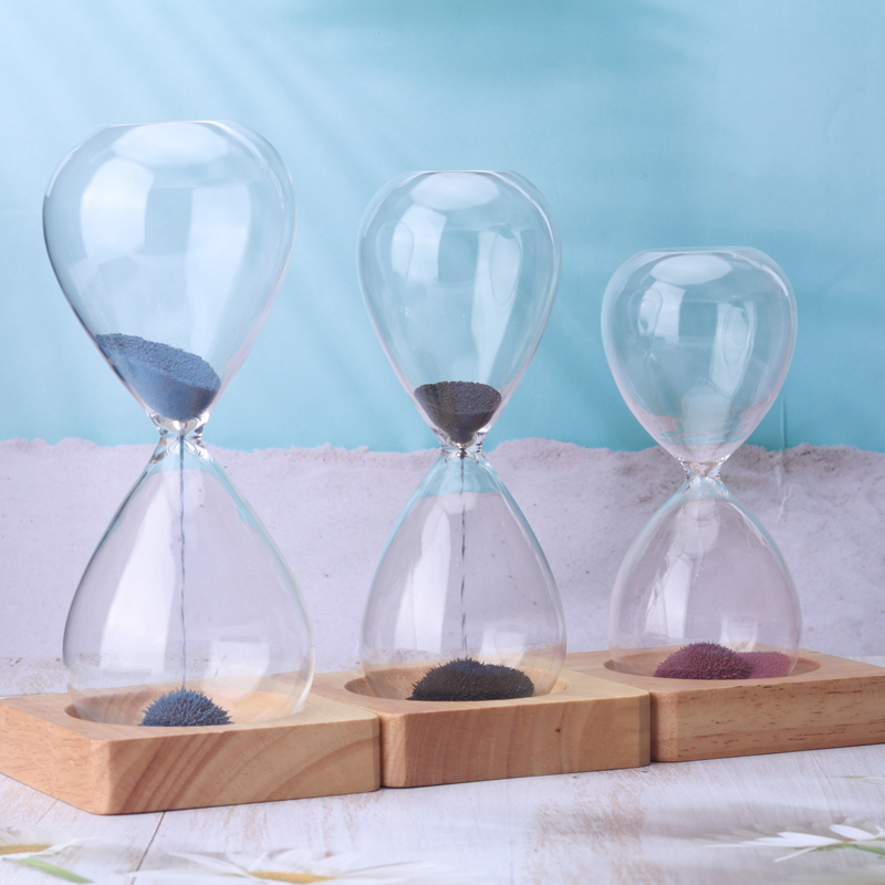 Amazon Hot Deals Glass Slown Creative Creative Souvenir Regali 15/30 minuti Timer di sabbia magnetica orario con base di legno