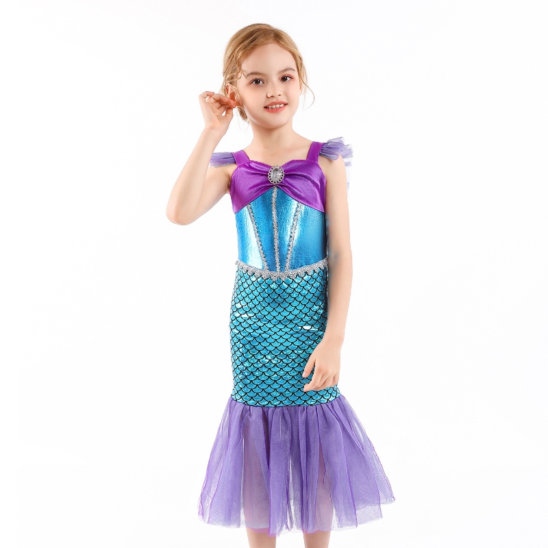 Girl Princess Little Mermaid Dress Kids Cosplay Charm Costume Childre
