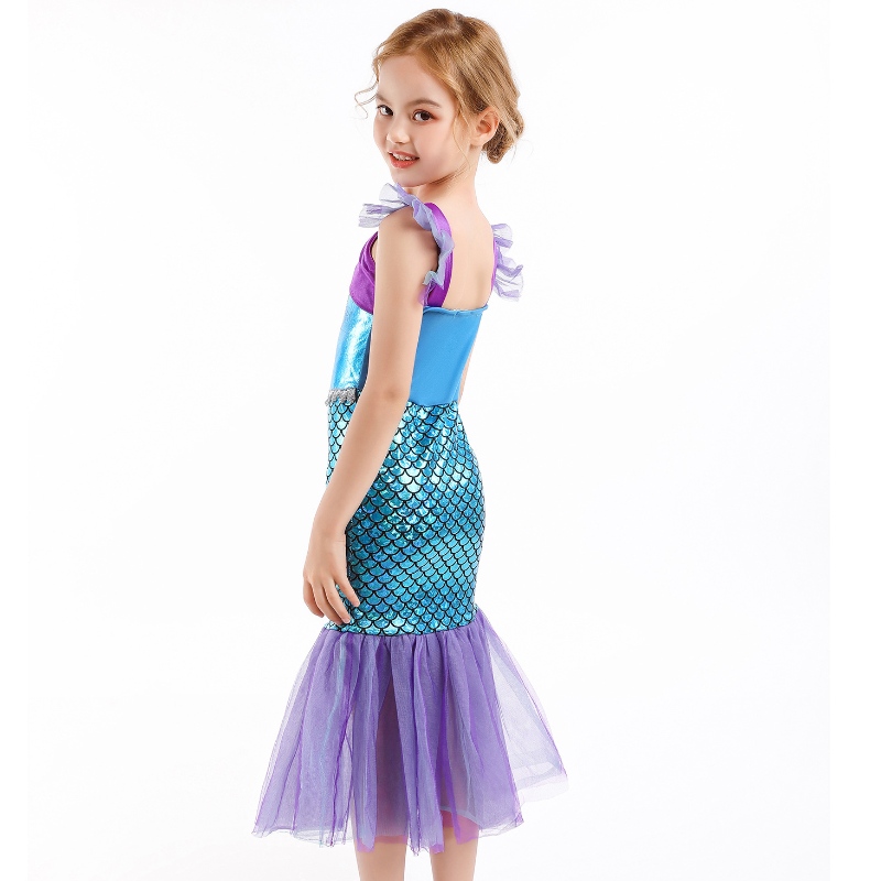 Girl Princess Little Mermaid Dress Kids Cosplay Charm Costume Childre