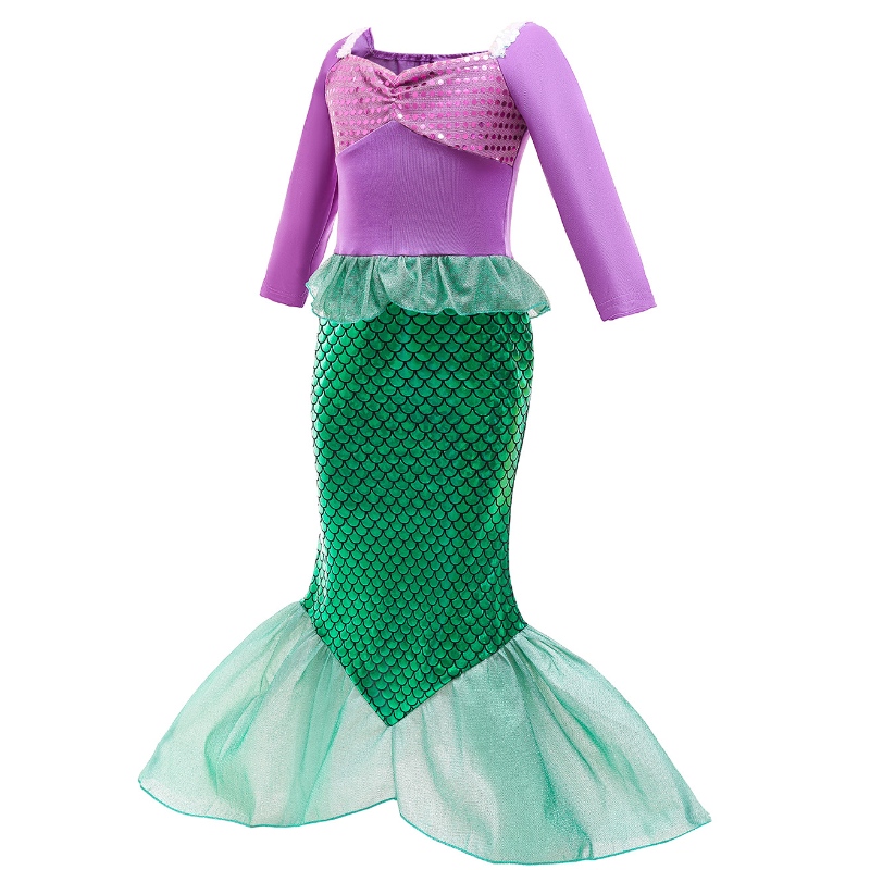 Girls Little Mermaid Ariel Princess Abito Cosplay Costumi per bambini Baby Fancy Costume Child Halloween Birthday Party Abbigliamento