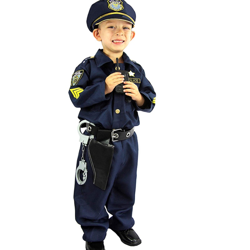 Deluxe Officer Officer Costume e Role Play Kit Boys Boys Halloween Carnival Party Performance Fancy Dress Up Unifort Outfit