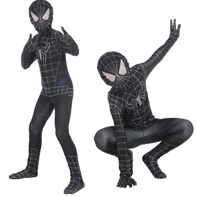 Spiderman Cosplay Black Body Hero Ruolo Gioca in costume di Halloween muscolare di salto anime stretto