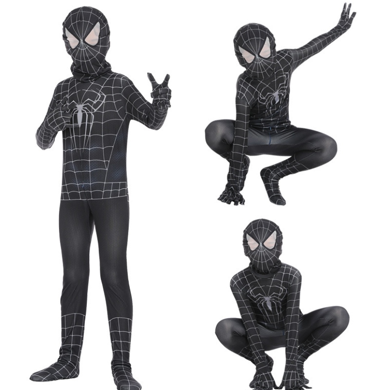 Spiderman Cosplay Black Body Hero Ruolo Gioca in costume di Halloween muscolare di salto anime stretto