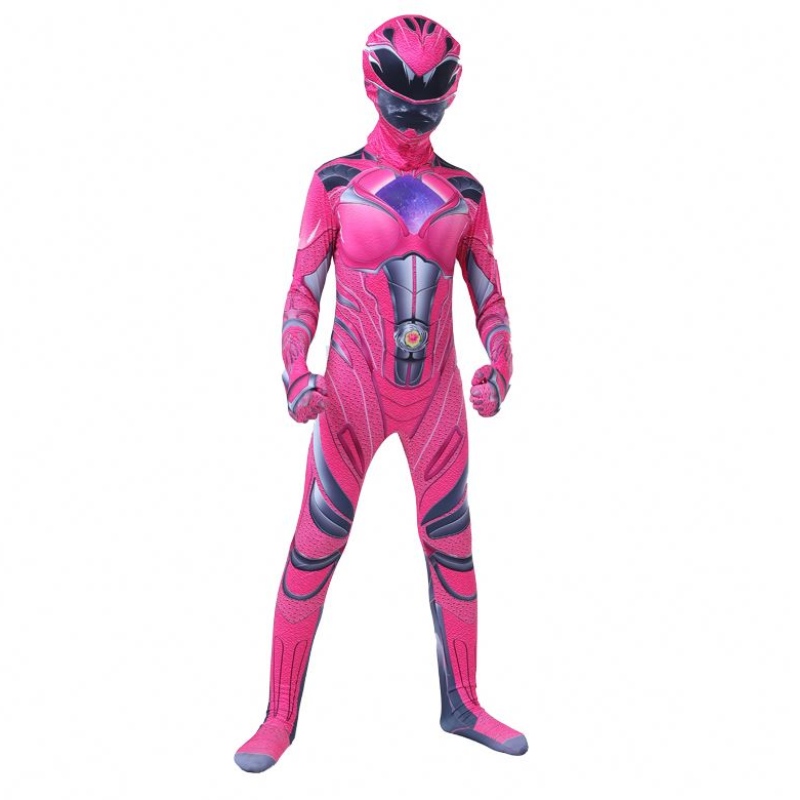 2022 Multiple Color Boys Halloween Carnival Party Thunder Red Power Ranger Cosplay Costume con maschera per bambini