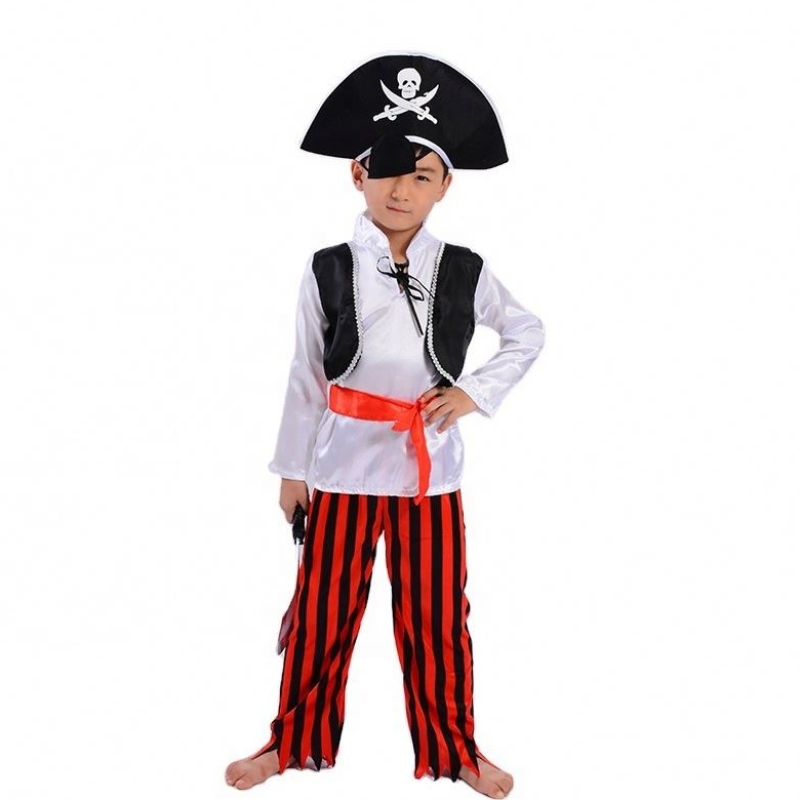 Set di pirati a strisce fredde all'ingrosso set da palcoscenico per le prestazioni del cosplay di Halloween Caribbean Capitano Capitano Bambini I costumi