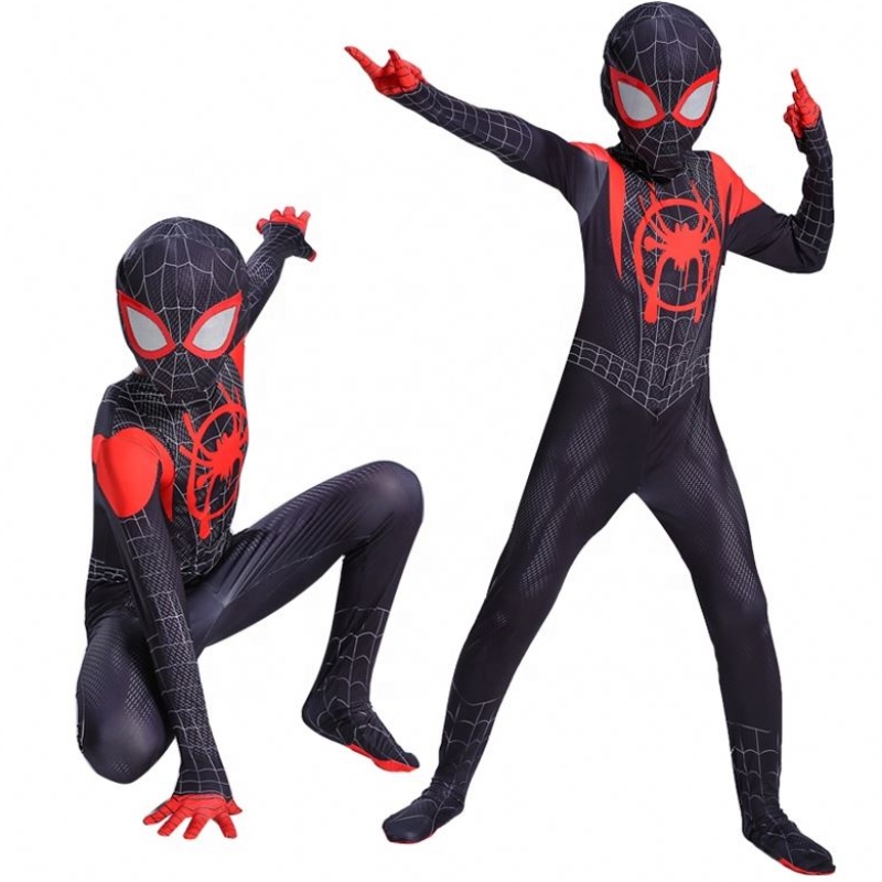 Supereroenero Zentai Suit per Halloween TV&movie Cosplay Black Spider Man Costume for Kids&adults