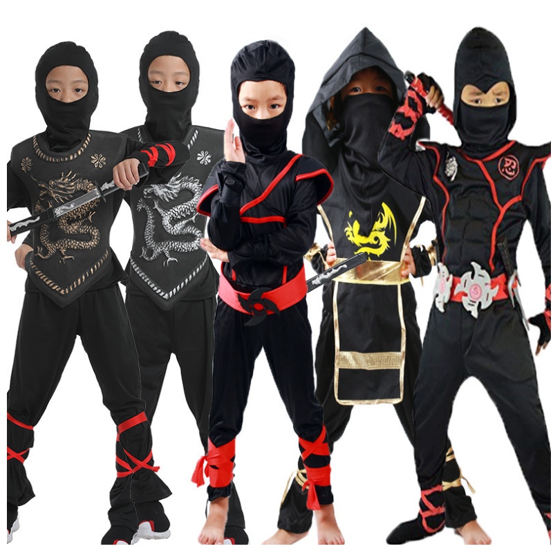 Bambini mascherati guerriero di Halloween ragazzi costume da ragazza vestitoninja costume per bambinininja cosplay salte