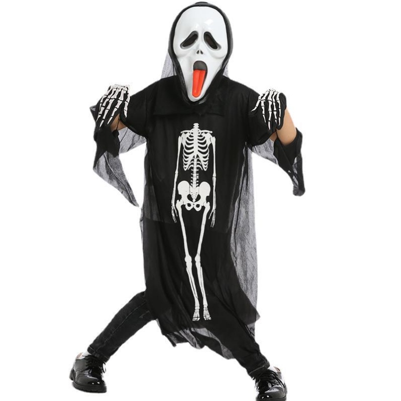 Costume di cosplay di Halloween all'ingrosso costuminero scheletro Cape Ghost costume con maschera per bambini