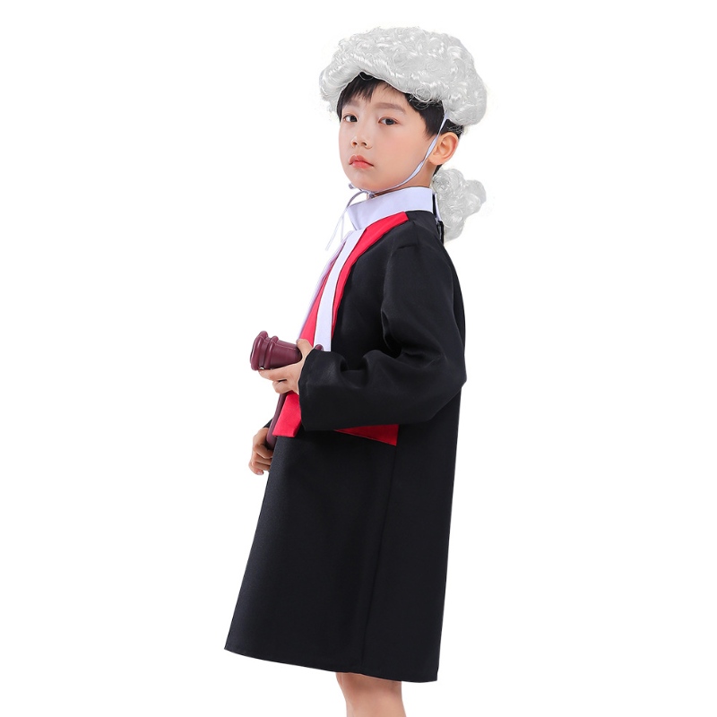 Costumi del giudice dei costumi per bambini con Wig Gavel Halloween Career Lawyer Costume per bambini