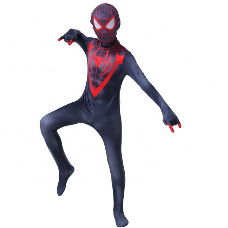 Nuovo design Halloween Carnival Spiderman No Way Home Cosplay Black Zentai SaltSuit Spiderman Costume per bambini con maschera per il viso