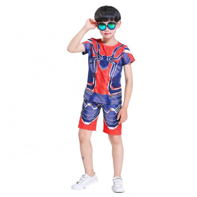 Nuovo stile Polyester Sport Suit Outfit casual Halloween Party Cosplay Spiderman Suit Top&shorts for Kids Boys