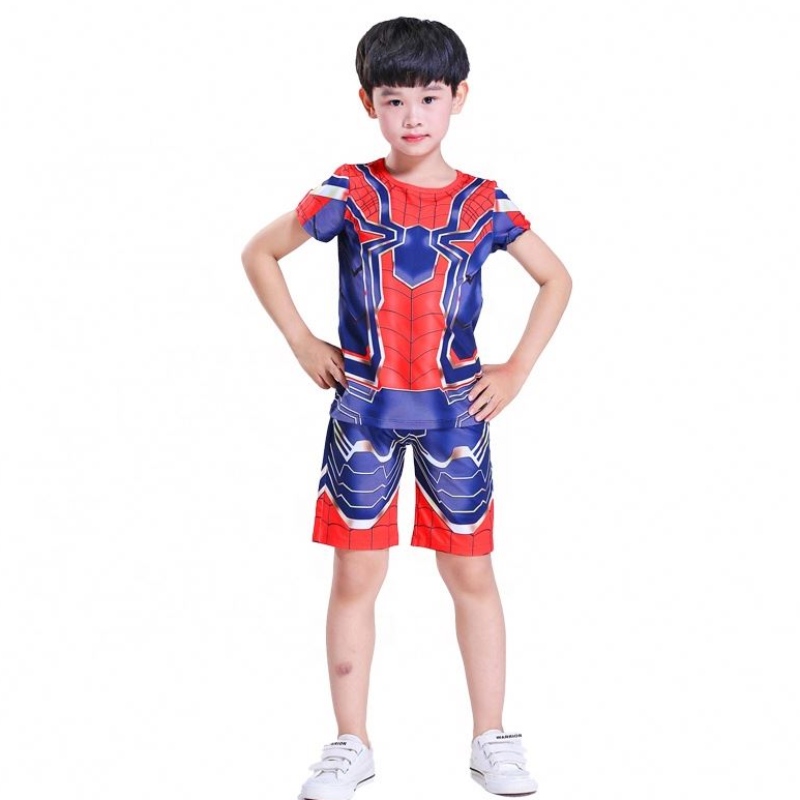 Nuovo stile Polyester Sport Suit Outfit casual Halloween Party Cosplay Spiderman Suit Top&shorts for Kids Boys