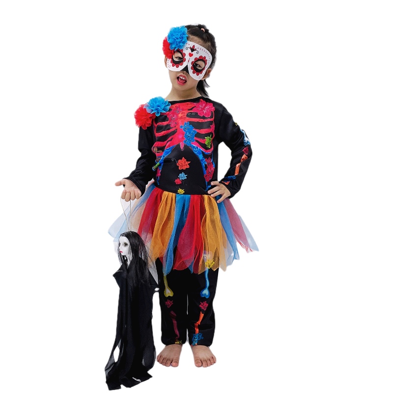 Nuovo stile Halloween Costume Skeleton Skeleton Kids Costume Horror Skull Skull tute Carnival Carneval Party Kids Costume