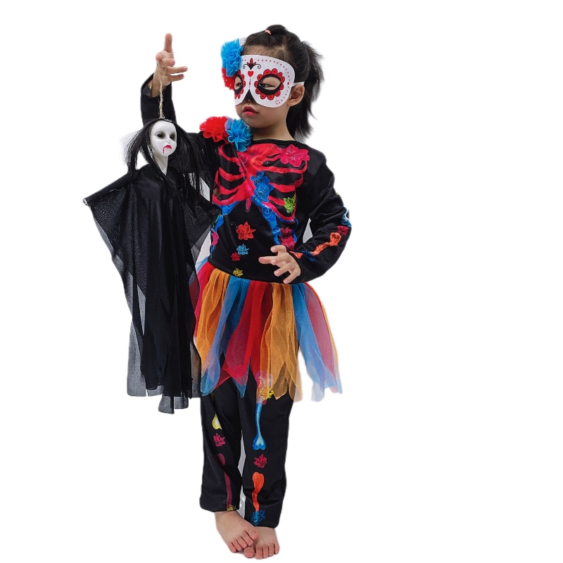 Nuovo stile Halloween Costume Skeleton Skeleton Kids Costume Horror Skull Skull tute Carnival Carneval Party Kids Costume