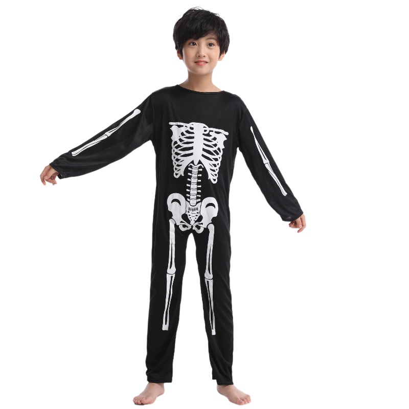 Halloween Skeleton Kids Costume Glow in the Dark Bone Skull Outfit per Halloween Carnival