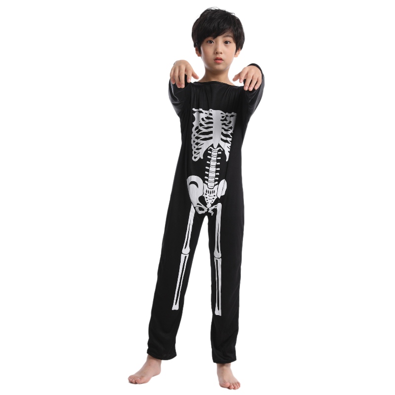 Halloween Skeleton Kids Costume Glow in the Dark Bone Skull Outfit per Halloween Carnival