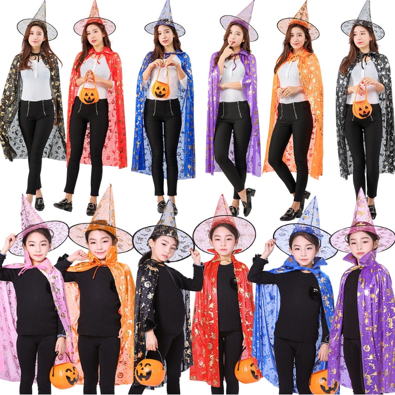 All'ingrosso Selling Hot Selling Kids Cosplay Pumpkin Point Witch Cloak Halloween Cape Paternity Suit Cape