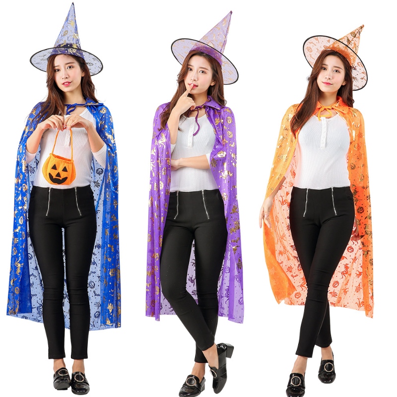 All'ingrosso Selling Hot Selling Kids Cosplay Pumpkin Point Witch Cloak Halloween Cape Paternity Suit Cape