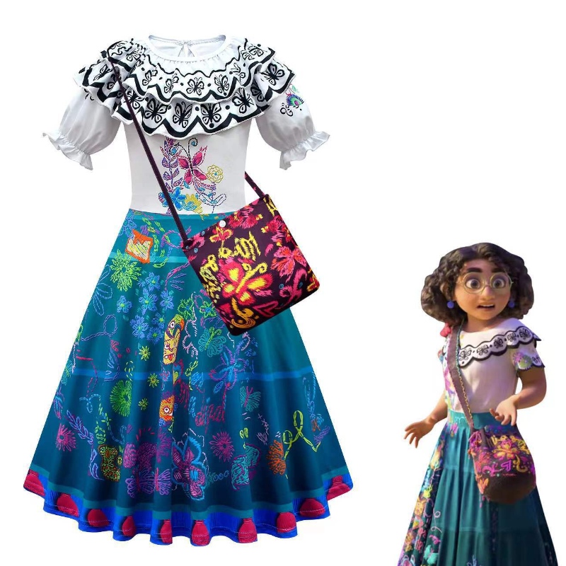 2022 Principessa Encanto Mirabel Abito in costume da festa Birthday Cosplay Fancy Encanto Dress for Kids